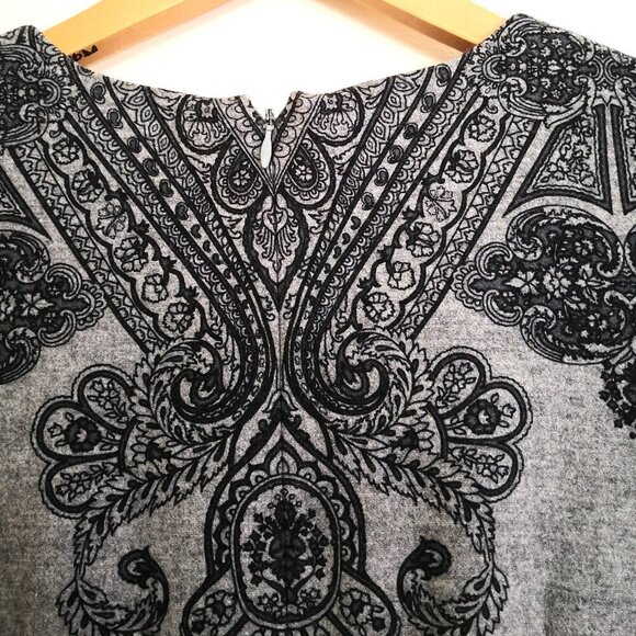 NWOT Talbots Wool Fit & Flare Paisley Print Pleated Cap Sleeve Dress Gray/Black - Picture 6 of 7